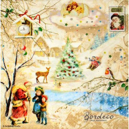 Serwetka decoupage firmy AMBIENTE zima retro 33x33cm